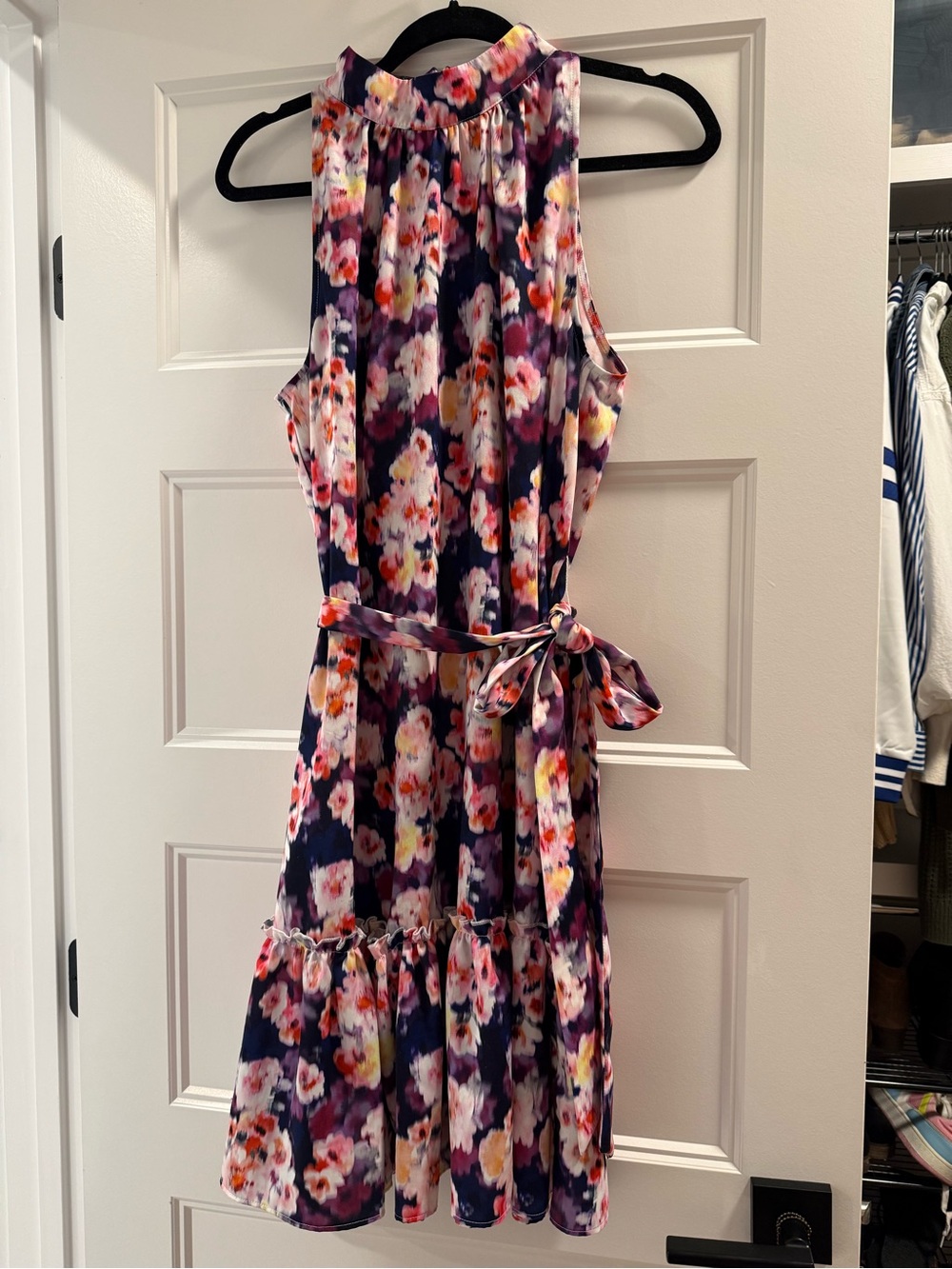 Sam Edelman Purple Floral Tie-Waist Dress
